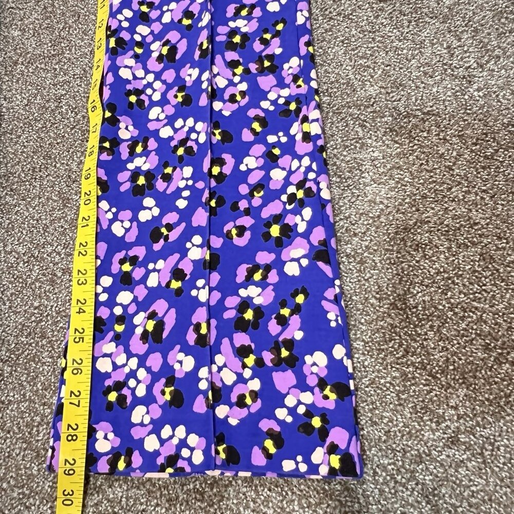 Maeve Anthropologie The Margot Flare Crop Pants Large Sz Purple Stretch Pull On - Picture 10 of 10